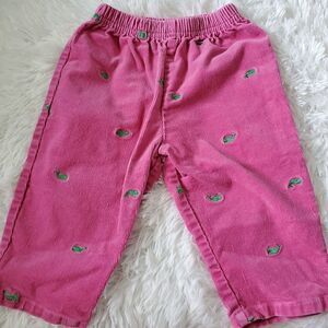 Hartstring Pink Corduroy Pants with Green Dolphin Print Pants Size 18M